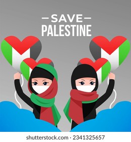 Salven la ilustración palestina. Guardar el banner web de fondo palestino