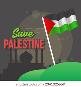 Salven la ilustración palestina. Guardar el banner web de fondo palestino