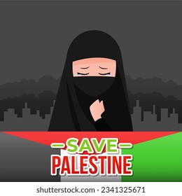 Salven la ilustración palestina. Guardar el banner web de fondo palestino