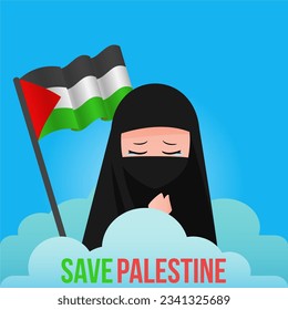 Salven la ilustración palestina. Guardar el banner web de fondo palestino