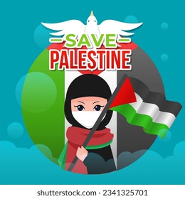 Save palestine illustration. Save palestine background web banner