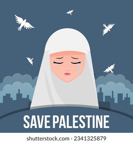 Salven la ilustración palestina. Guardar el banner web de fondo palestino