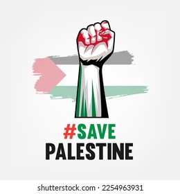 Salven el fondo de las letras de Palestina. Dibujo vectorial del concepto de Palestina