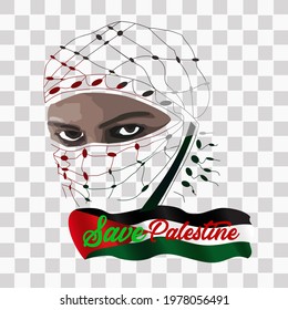 save palestine with masked and flag