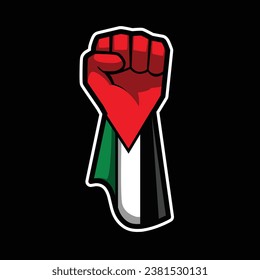 Save Palestine: Unite Hand fist as the Flag of Palestine