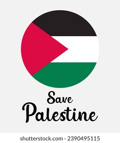 Save Palestine. Vector round Palestinian flag. Isolated on white background	
