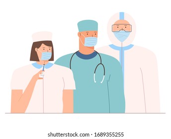 Save patients from coronavirus outbreak and fighting the coronavirus. Coronavirus outbreak. Thank you doctors and nurses working in the hospitals and fighting the coronavirus, vector illustration.