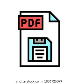 save pdf file color icon vector. save pdf file sign. isolated symbol illustration