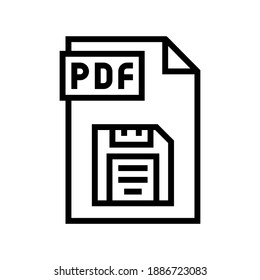 save pdf file line icon vector. save pdf file sign. isolated contour symbol black illustration