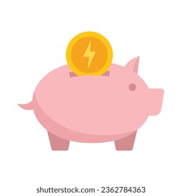 Save piggy bank icon flat vector. Smart consumption. Care digital isolated