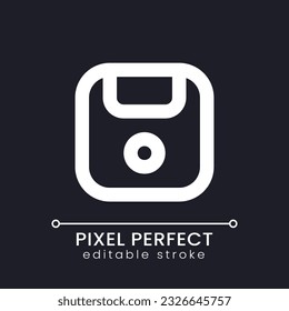 Save pixel perfect white linear ui icon for dark theme. Progress store. Keep work changes. Record information. Vector line pictogram. Isolated user interface symbol for night mode. Editable stroke