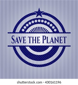 Guardar la insignia Planet con textura jean