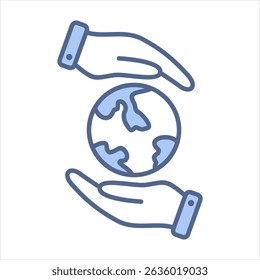 Save The Planet Blue Icon Vector Illustration
