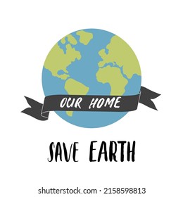 Save the planet card design, environment protection awareness poster. Vector illustration.