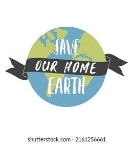 Save the planet card design, environment protection awareness poster. Vector illustration.