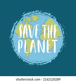 Save the planet card design, environment protection awareness poster. Vector illustration.
