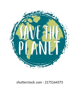Save the planet card design, environment protection awareness poster. Vector illustration.