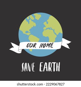 Salvar el diseño de la tarjeta planetaria, afiche de sensibilización sobre protección del medio ambiente. Ilustración vectorial.