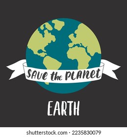 Save the planet card design, environment protection awareness poster. Vector illustration.