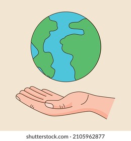 save the planet cards with planet light bulb and plant . vector illustration