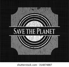 Save the Planet chalkboard emblem