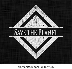 Save the Planet chalkboard emblem