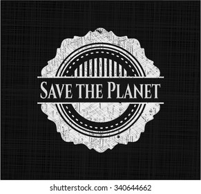 Save the Planet chalkboard emblem
