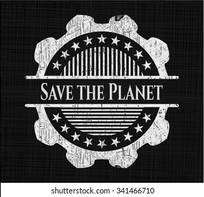 Guardar el emblema del tablero de tiza del planeta