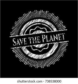 Save the Planet chalkboard emblem