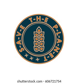  Save the planet circle sticker with yellow colour 