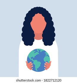 Salvemos el concepto del planeta. Ilustración de vector plana colorida.