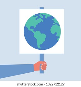 Salvemos el concepto del planeta. Ilustración de vector plana colorida.