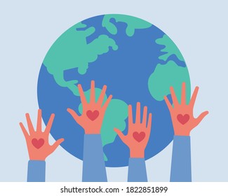 Save the planet concept. Colorful flat vector illustration.
