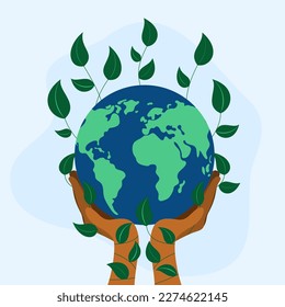Save the planet concept. Female hands holder planet. Earth Day. World Environment Day. 