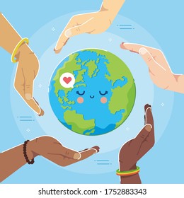 save the planet concept flat design concept background