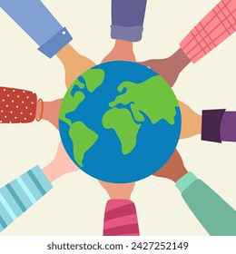 Save the planet concept. Human hands protect our earth.