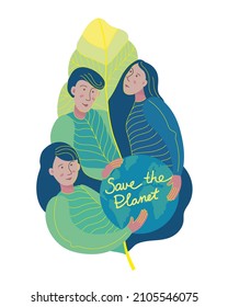 Save the planet concept illustration. Save Nature. Earth Day. Vector illustration for card, poster, banner.