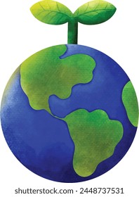 Guardar el planeta. Vector Ilustración de arte de Clip de dibujos animados de globo verde lindo para el día de la tierra y el Día Mundial del Medio Ambiente.