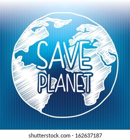 save the planet design over blue background vector illustration