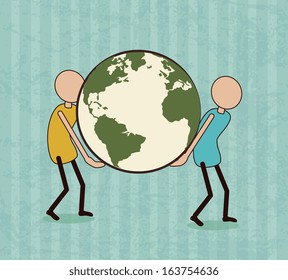 save the planet design over blue background vector illustration   
