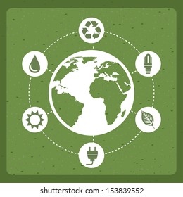 save the planet design over green background vector illustration