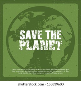 save the planet design over green background vector illustration