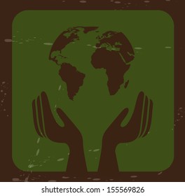 save the planet design over green background vector illustration
