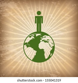 save the planet design over grunge background vector illustration