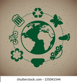 save the planet design over lineal background vector illustration