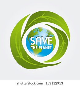 save the planet design over white background vector illustration   