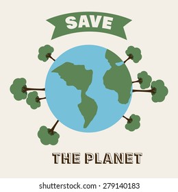 Save the planet design over white background, vector illustration