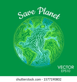 Save Planet Doodle Sketch Vector illustration ECO creative concept