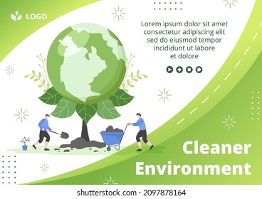 Save Planet Earth Brochure Template Flat Design Environment With Eco Friendly Editable Illustration Square Background to Social Media or Greeting Card
