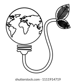 save the planet earth bulb with leafs ecology